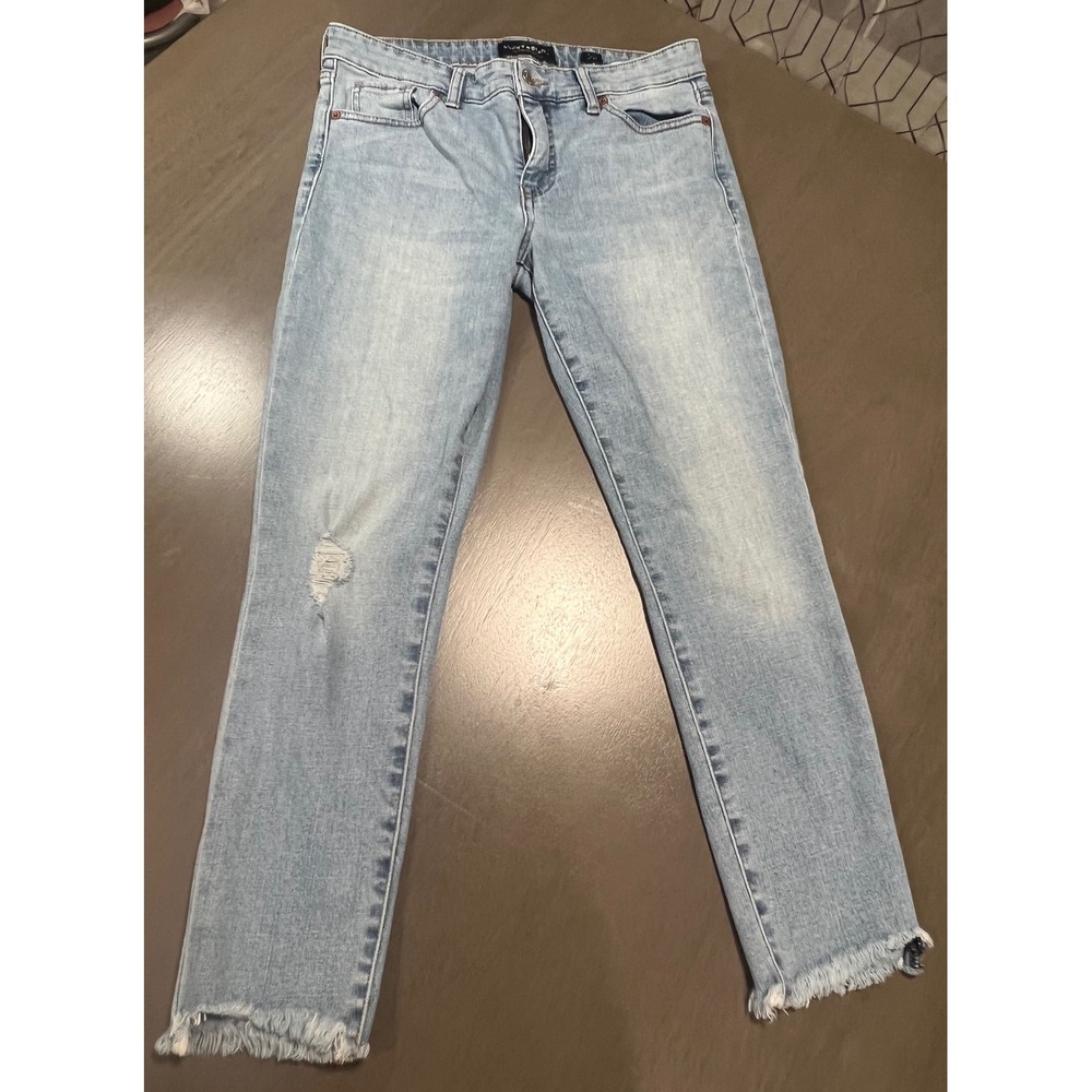 Lucky Brand Ava Crop Jeans Light Wash Frayed Hem Distressed Size 4 27
